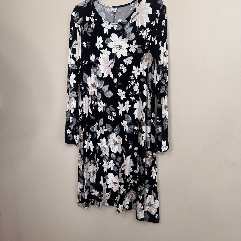 Old Navy XL Black Floral Long Sleeve Swing Dress - Picture 7 of 7